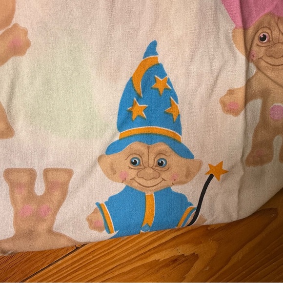 Vintage Treasure Trolls Twin Size Flat Sheet 90’s 1992 Ace Novelty - Picture 6 of 7
